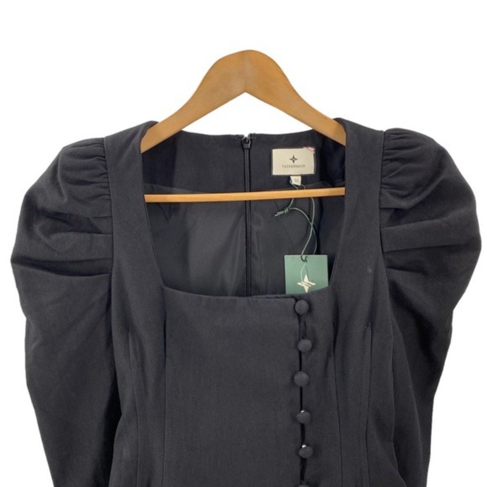 Tuckernuck NEW Black Calla Structured Puff Sleeve Button Blouse Size XL - Picture 5 of 11